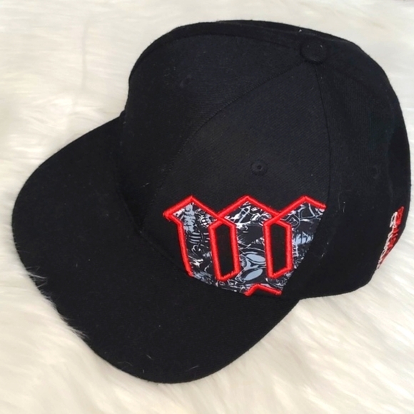Y2K World Industries Skateboarding Pitchfork W Embroidered Flatbill Snapback Hat - Picture 2 of 11